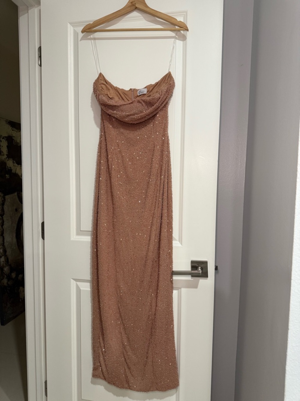 Oh Polly Rose Gold Sequin Cowl Neck Maxi Dress- Never Worn - Picture 2 of 6